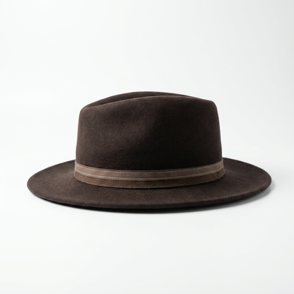 Linke Seitenansicht Herren Wollfilzhut Traveller Style Braun