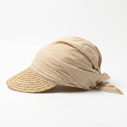 Stroh-Visor mit Stoff in Natur linke Seitenansicht