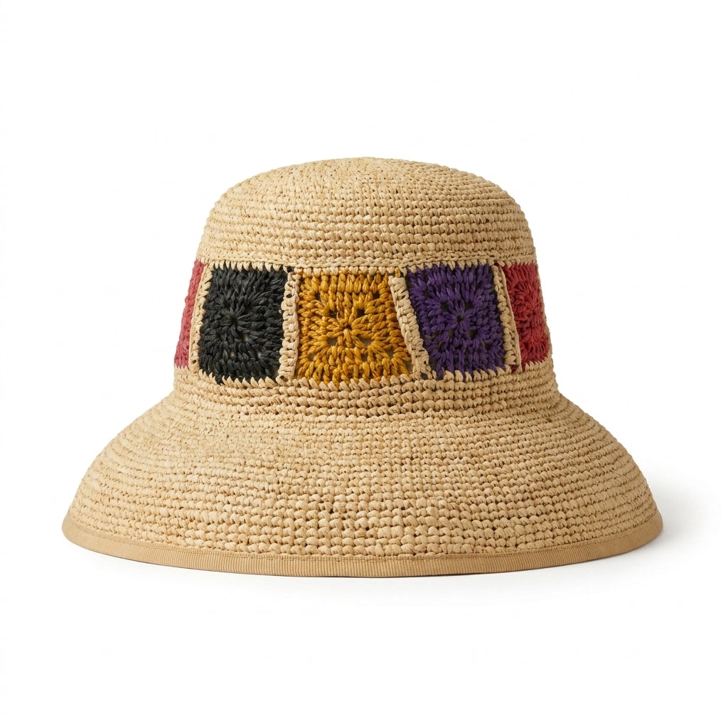 Cloche in Raffia in der Farbe Natur - linke Seitenansicht