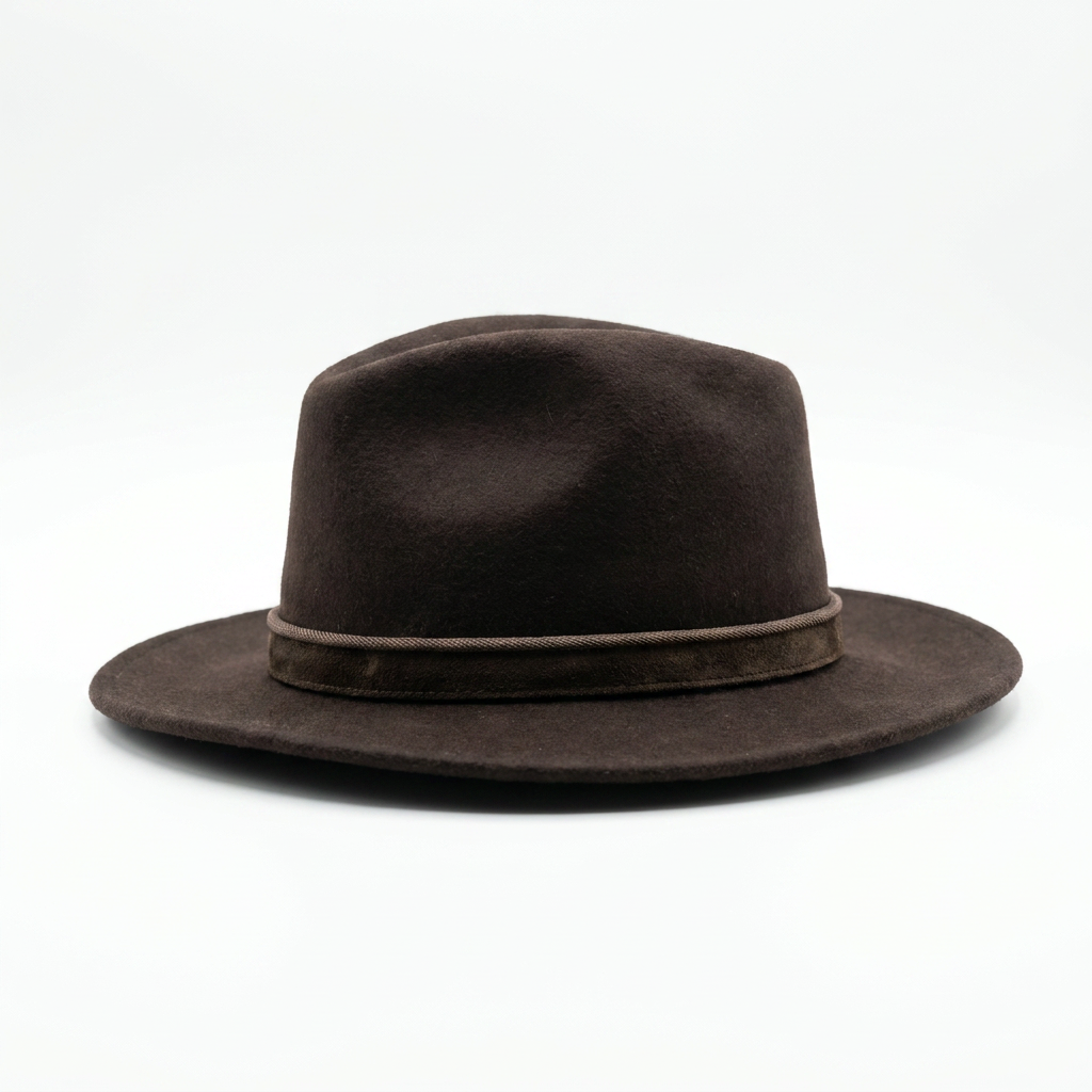 Herren Wollfilzhut Traveller Style breit in Braun Seitenansicht links