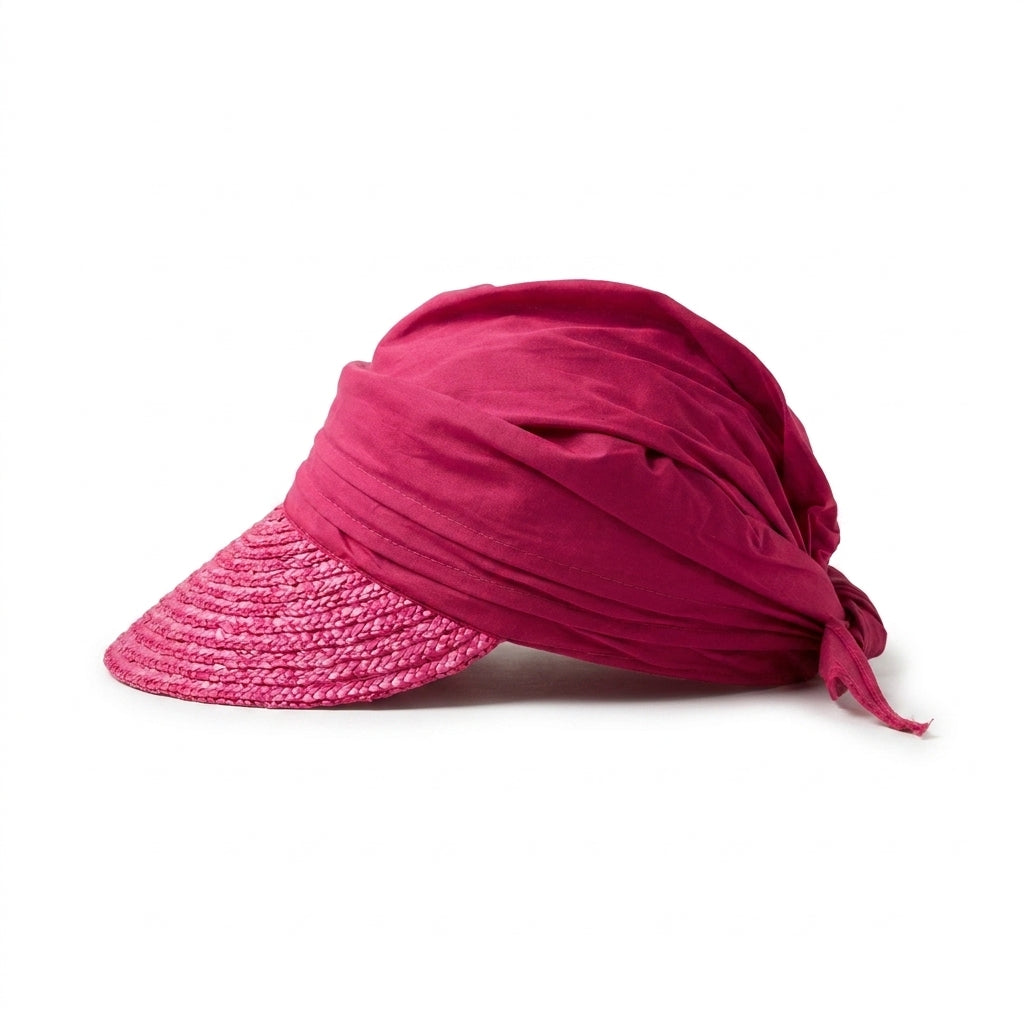Stroh-Visor mit Stoff Rot - Seitenansicht links