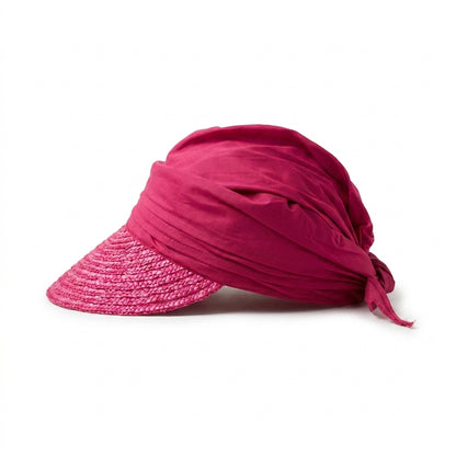 Stroh-Visor mit Stoff Rot - Seitenansicht links
