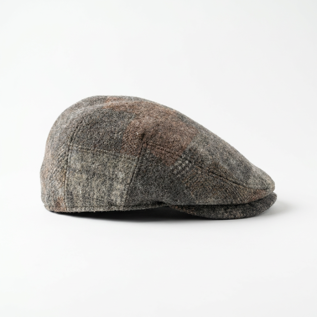 Flatcap Leinen Oliv linke Seitenansicht