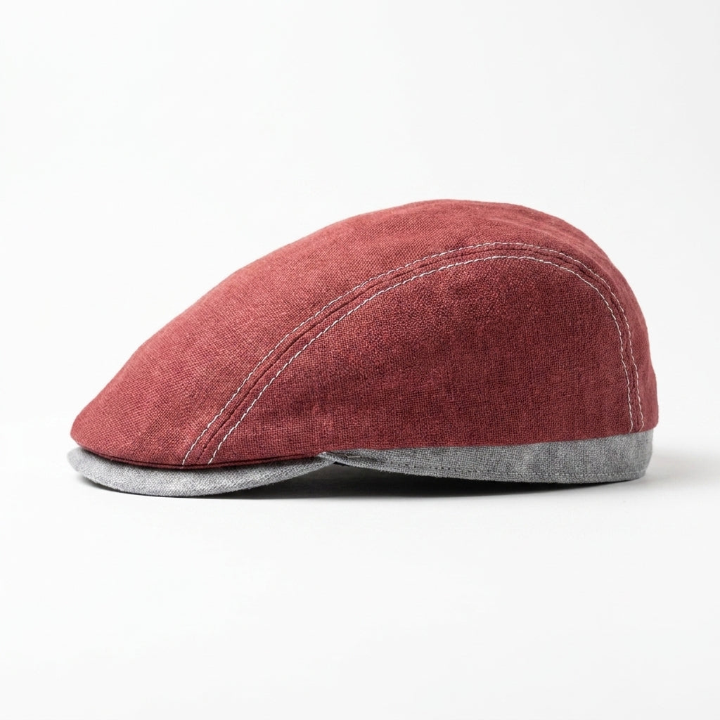 Flatcap aus Leinen linke Seitenansicht