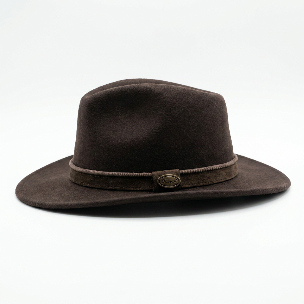 Herren Wollfilzhut Traveller Style breit in Braun Seitenansicht rechts