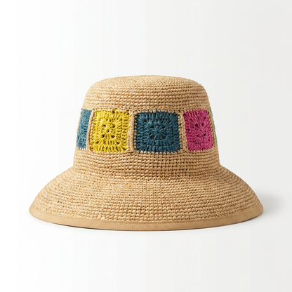 Cloche in Raffia in der Farbe Natur - rechte Seitenansicht
