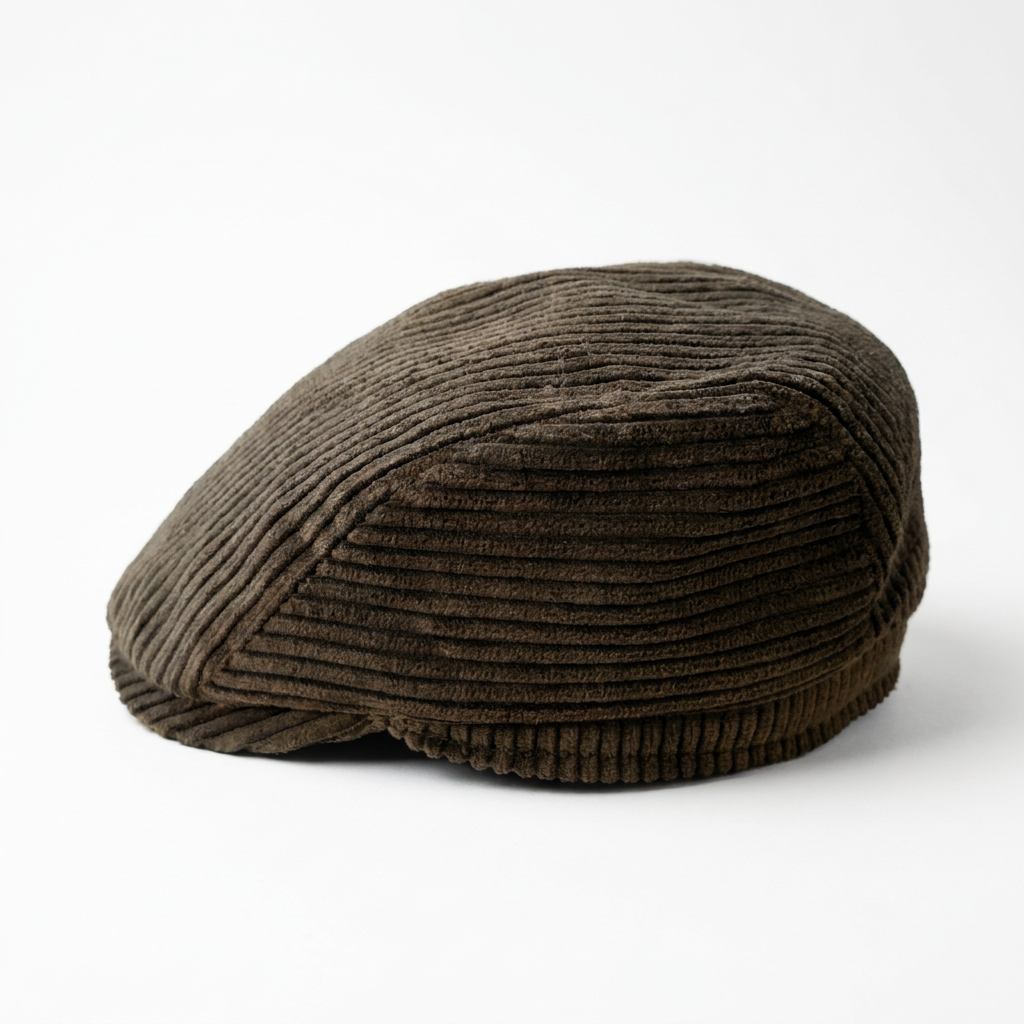 Rechte Seitenansicht der Flatcap aus Cord in Oliv