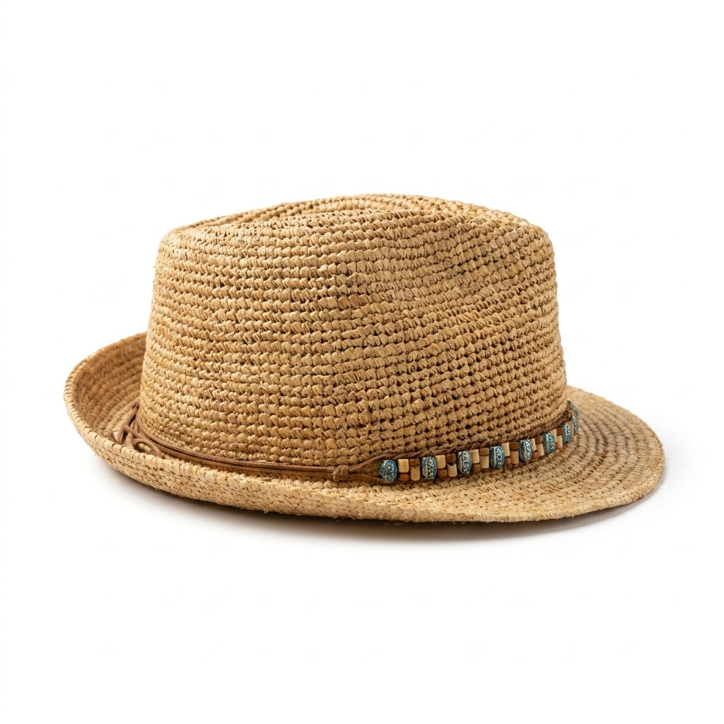 Trilby aus Raffia in Natur, rechte Seitenansicht
