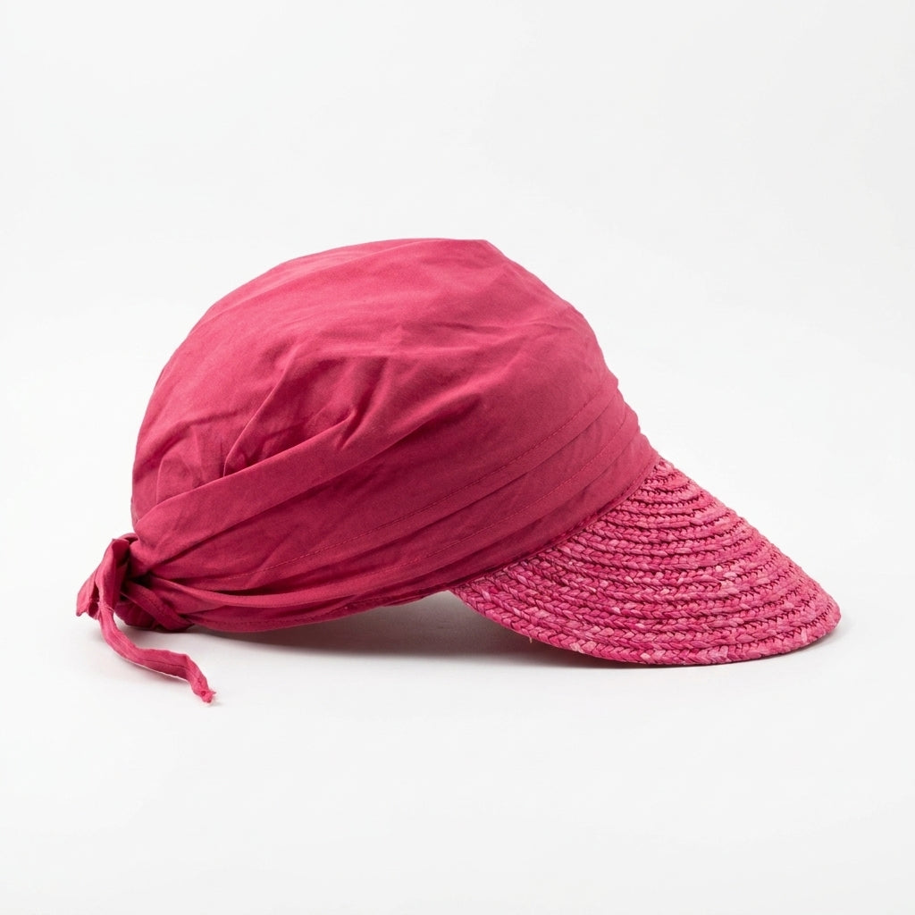 Stroh-Visor mit Stoff Rot - Seitenansicht rechts
