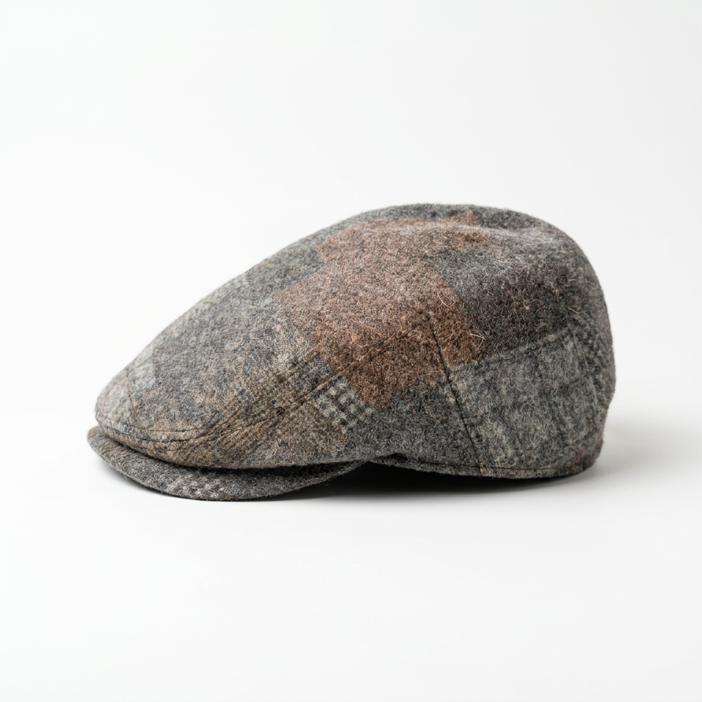 Flatcap Leinen Oliv rechte Seitenansicht
