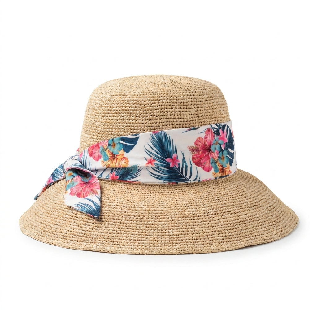 Raffia Glocke Sommerhut in Natur, rechte Seitenansicht