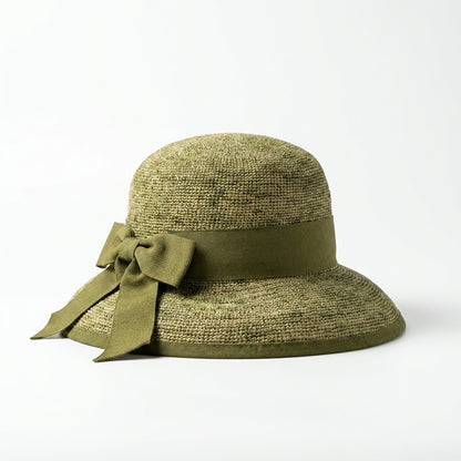 Raffia Glocke in Oliv, rechte Seitenansicht